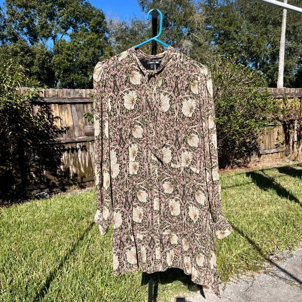 Morris & Co x PAIGE Vittoria Pimpernel 100% Silk Mini Dress Size L - Picture 3 of 12